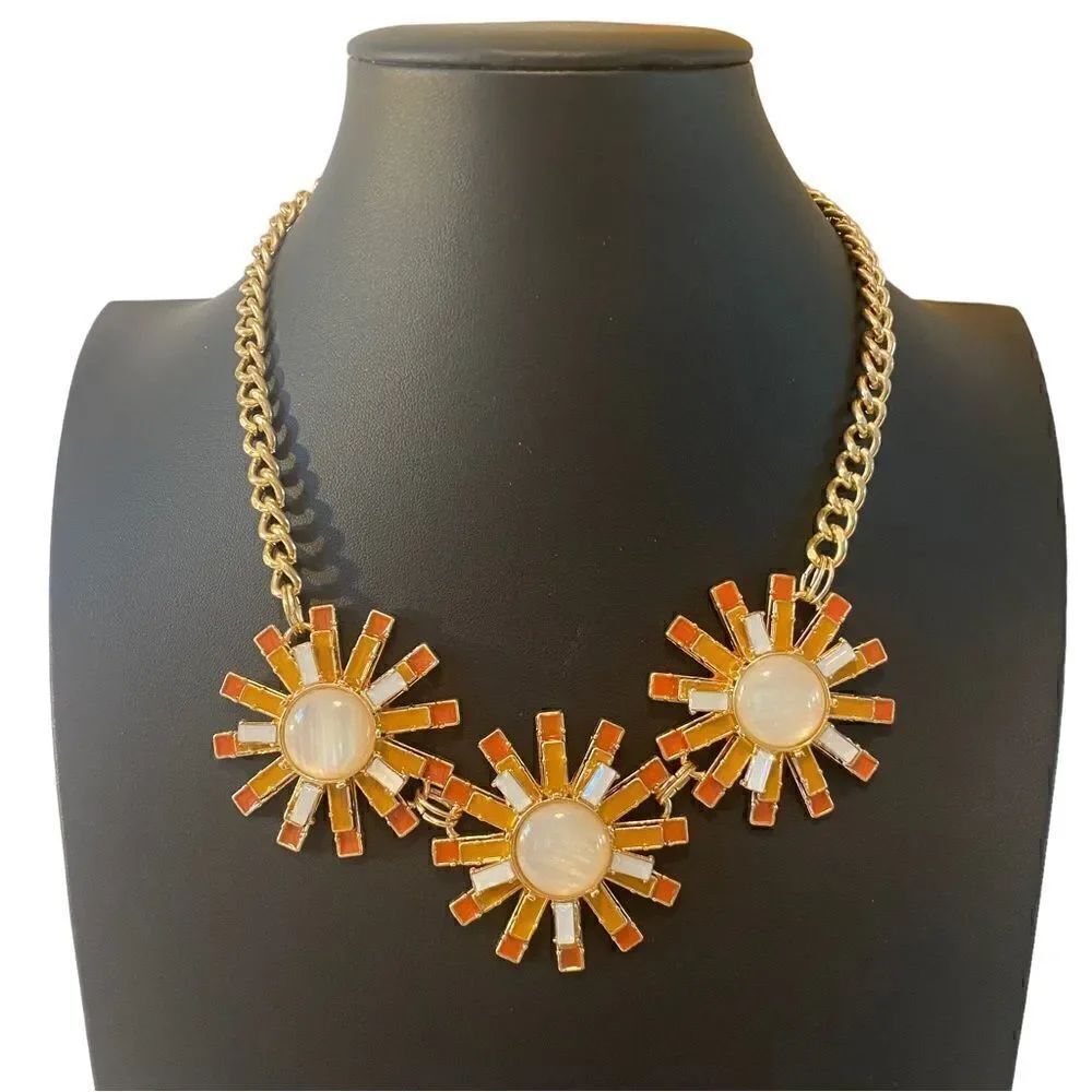 Triple Flower Petal Necklace in Great Fall/Neutral Colors.